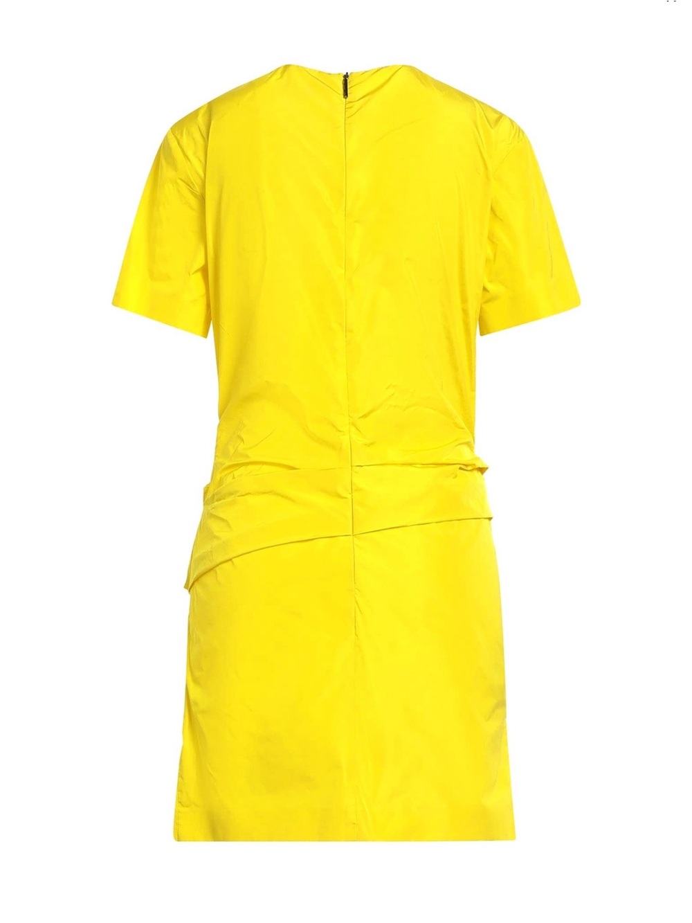 MSGM Bright Yellow Short-Sleeve Ruched Mini Dress - Picture 2 of 4